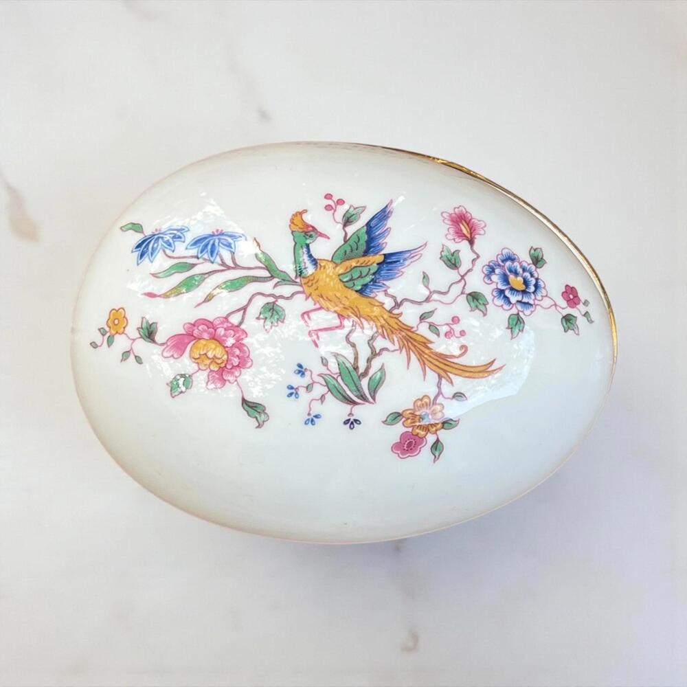 Hammersley Bird of Paradise - Trinket Box – 1960s Porcelain Jewelry Box